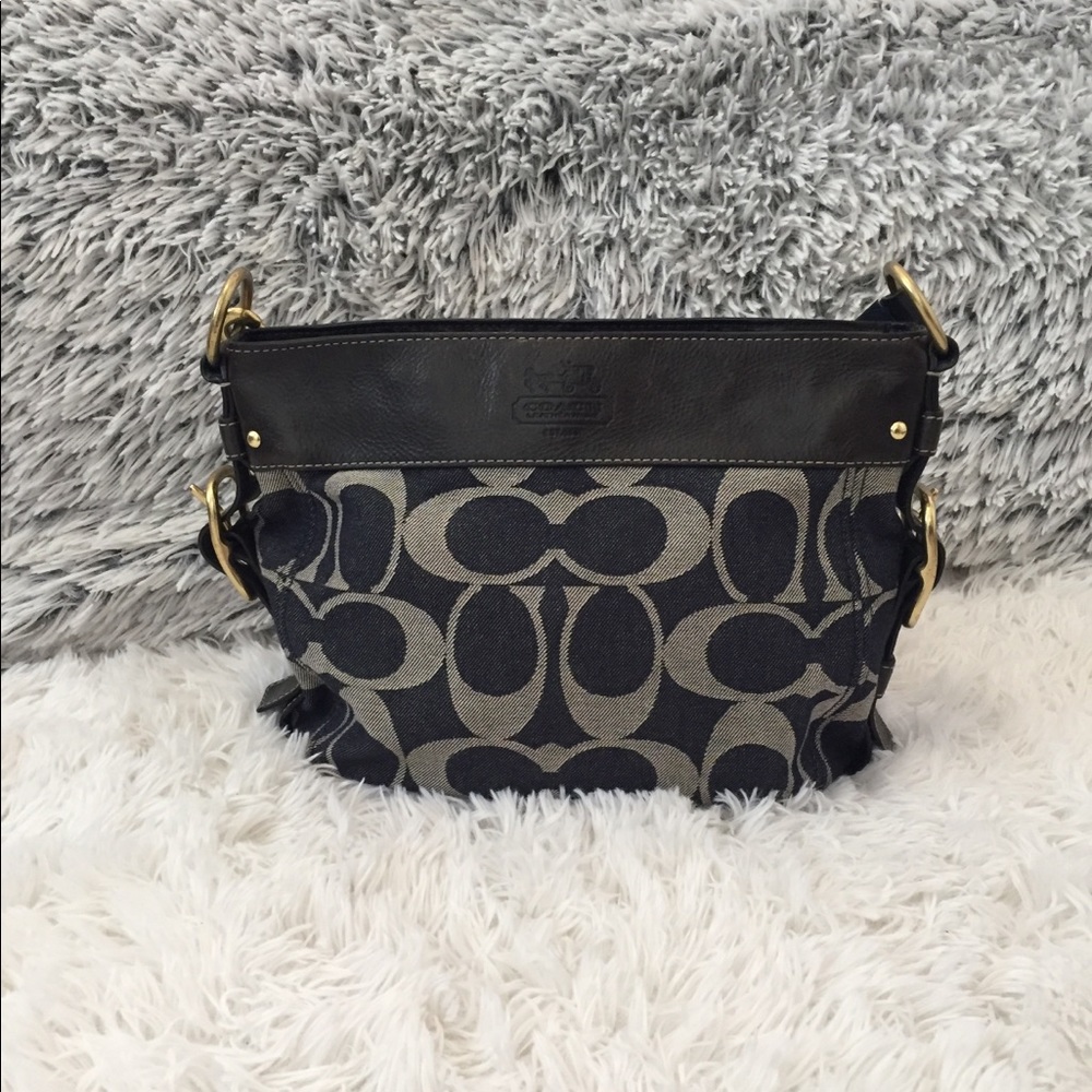 Blue and grey Coach purse